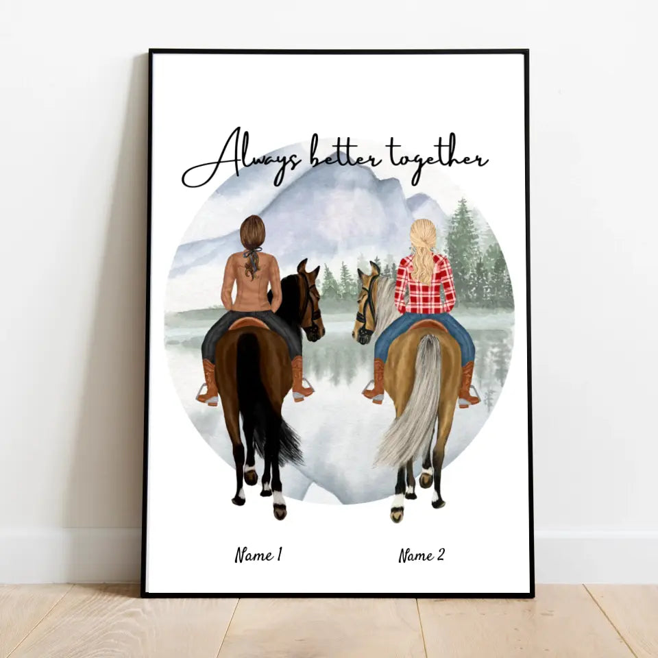 Best horse girls - personalized poster (1-3 friends)