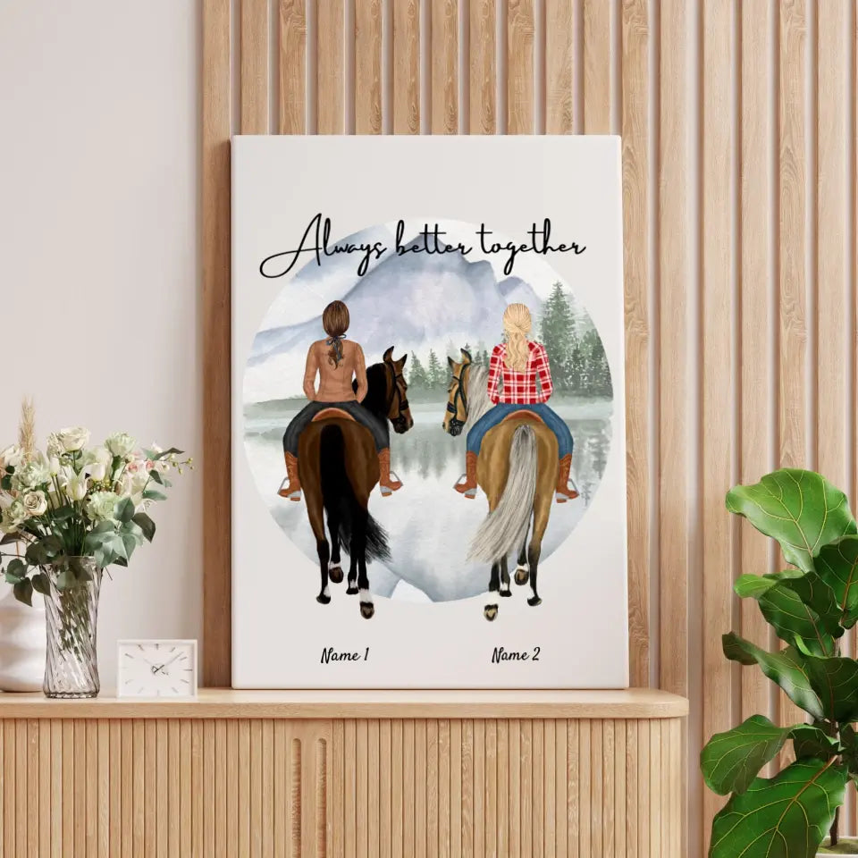 Meilleures filles à cheval - affiche personnalisée (1-3 amis)